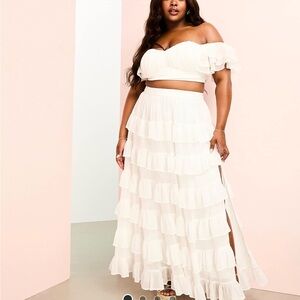 ASOS LUXE Curve tiered sheer beach maxi skirt and top